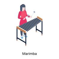 un instrumento musical marimba ilustración isométrica vector