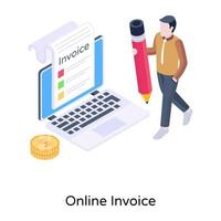 Have a look at this amazing isometric icon of online invoice vector