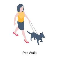 A trendy isometric icon of pet walk vector