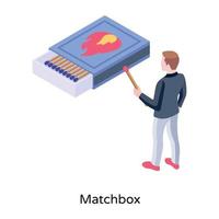 Grab this editable conceptual icon of matchbox vector