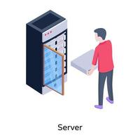 Modern isometric icon of server, editable vector