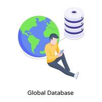 Grab this amazing isometric icon of global database vector