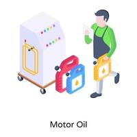 Modern isometric icon of motor oil, editable vector