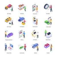 Set of Car Services Isometric Icons vector