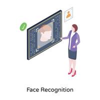 A face scanning in isometric illustration vector