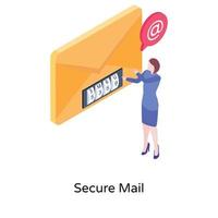An illustration of secure mail in isometric design vector