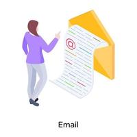An amazing isometric illustration of email vector