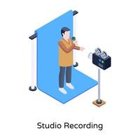 A well designed isometric illustration of studio recording vector