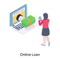 Online loan isometric icon with high quality graphics vector