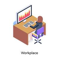 Workplace isometric concept icon in an editable style vector