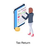 Tax return isometric concept icon in editable style vector