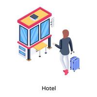 una ilustración isométrica moderna del hotel, vector editable