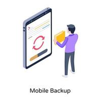 An editable isometric icon of mobile backup vector