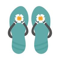 Chanclas azules con diseño de iconos aislados de flores, gráfico de ilustración vectorial vector