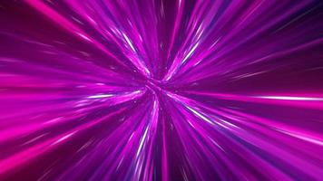 velocidad de luces digitales, rayos de neón brillantes en movimiento túnel digital. representación 3d foto