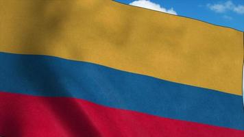 Colombia waving in the wind, blue sky background. 3d rendering photo