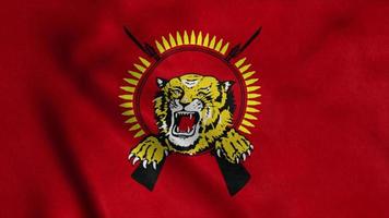 Flag of Tamil Eelam, waving in wind. Realistic flag background. 3d illustration photo