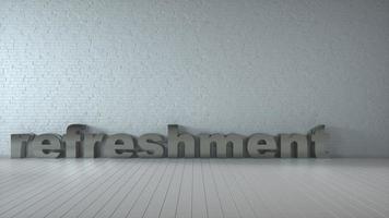 REFRESHMENT - Realistic Metal Sign in an empty classic room. 3D illustration photo