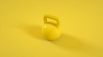 Metal kettlebell gym weight isolated on yellow background. 3d illustration photo