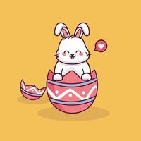 cute easter bunny cartoon with easter day egg illustration cute animal rabbit and egg character vector