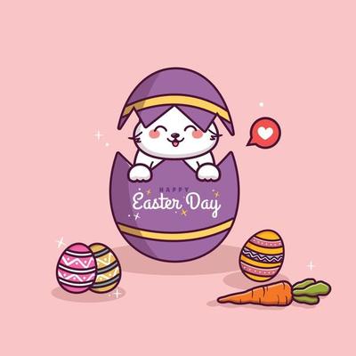 cute easter bunny cartoon holding easter day egg cute rabbit and egg cartoon illustration