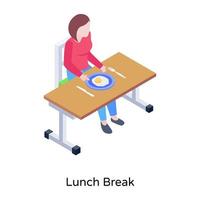 Icon vector of lunch break at school