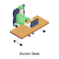 Isometric vector of doctor desk, premium design