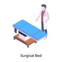 una ilustración de cama médica en diseño isométrico moderno vector