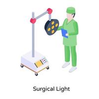 ilustración isométrica de luz quirúrgica clínica vector