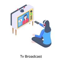 Grab this amazing isometric illustration tv broadcast vector