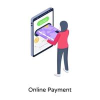 Online payment isometric concept icon, transaction app vector