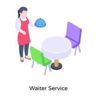 Trendy isometric illustration of waiter service vector