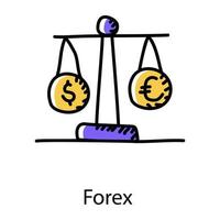 Doodle icon of currency balance, editable vector