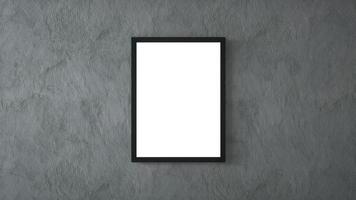 marco de imagen vacío en la pared de hormigón. representación 3d foto