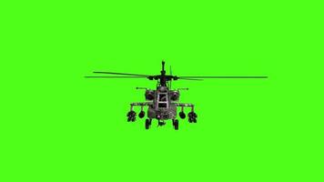Military helicopter on green screen. 3d illustration