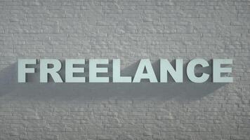 Freelance - Sign on White Brick Wall background - 3D illustration photo