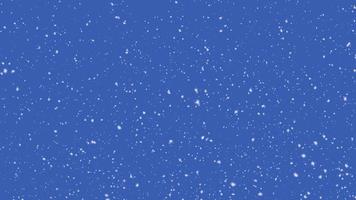 animación de copos de nieve de partículas que caen sobre fondo azul. representación 3d