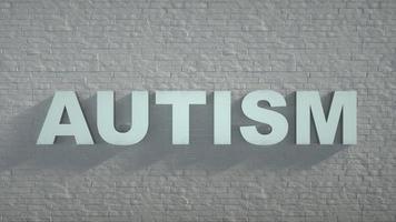 AUTISM -Realistic Metal Sign on White Brick Wall background - 3D illustration photo