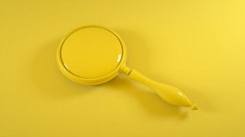 Magnifying glass isolated on yellow background. 3d rendering photo