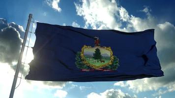 bandera del estado americano de vermont, región de los estados unidos, ondeando en el viento. representación 3d