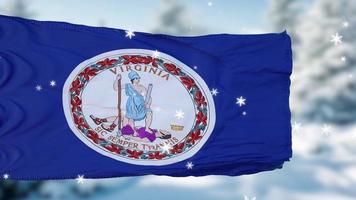 Fondo de bandera de copos de nieve de invierno de Virginia. Estados Unidos de América. ilustración 3d foto
