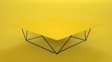 Wooden table isolated on yellow background. 3d rendering photo