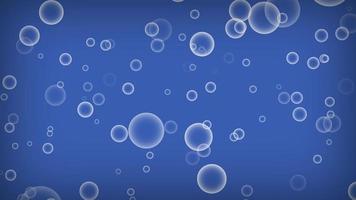 Blue bubbles falling down on blue background. Abstract sphere shape bubbles background. 3d rendering photo