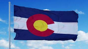 Colorado waving in the wind, blue sky background. 3d rendering photo