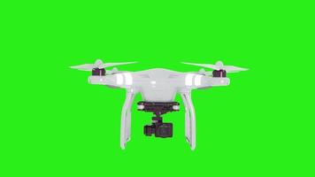 drone quadcopter sobre un fondo verde. ilustración 3d