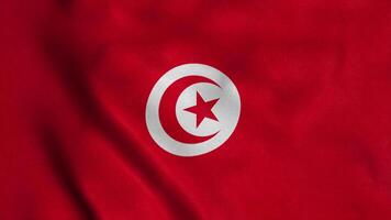 Tunisia flag waving in the wind. National flag of Tunisia. 3d illustration photo