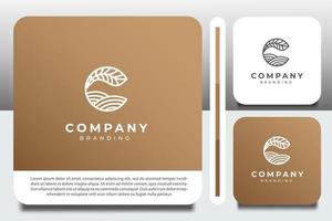 logo design template, with circle leaf icon vector