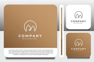 logo design template, with circle house icon outline vector