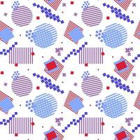 Seamless background of circles, stripes and squares. Abstract figures and different colors. Disco. Nostalgia. Modern palette for textiles and packaging. vector
