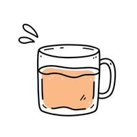 Linda taza de café de vidrio aislado sobre fondo blanco. ilustración vectorial dibujada a mano en estilo garabato. perfecto para tarjetas, menú, logo, decoraciones. vector